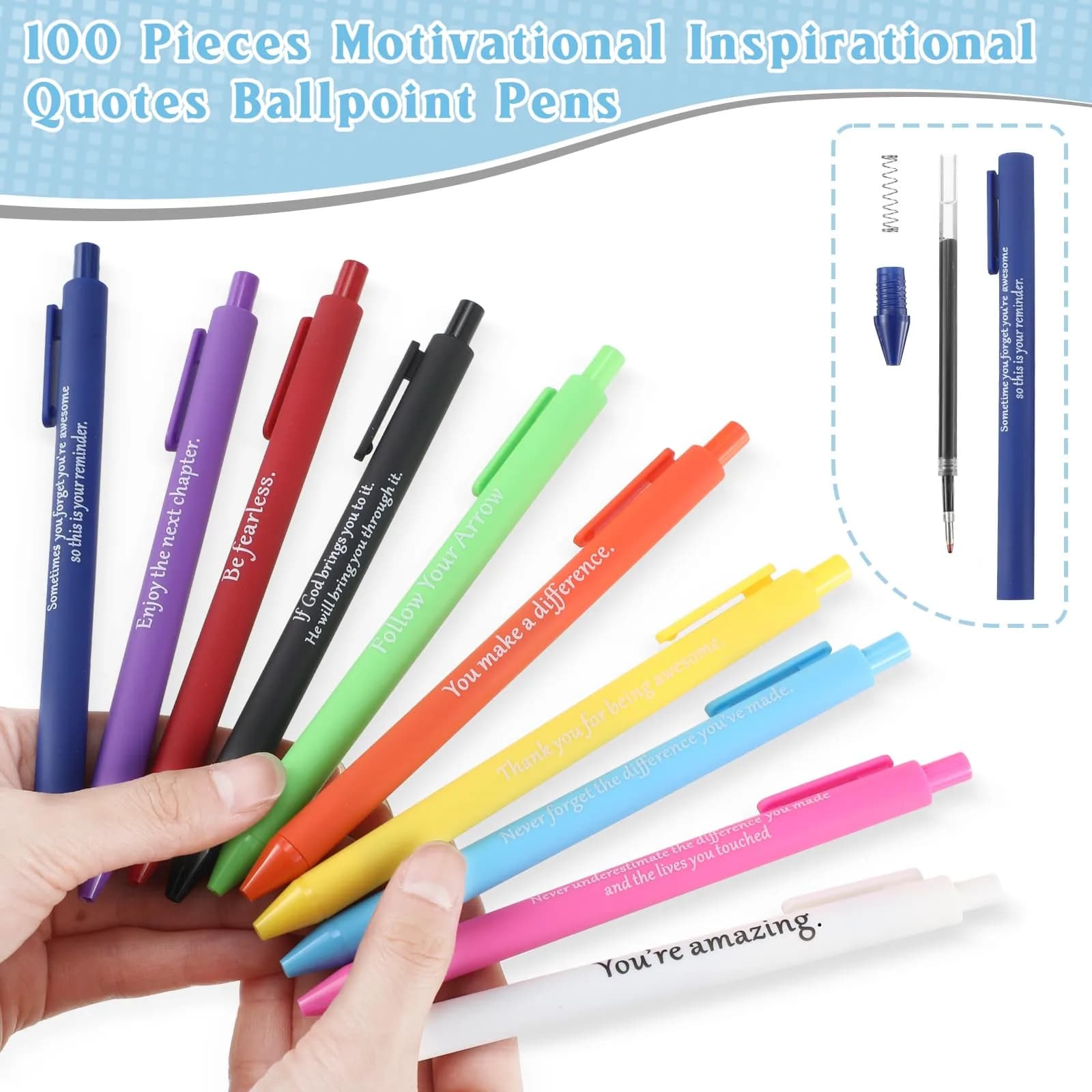 Teling 100 Pcs Inspirational Pens Bulk, Classic Colors, Classic Style | Smooth Writing, Bulk Pack - view 4