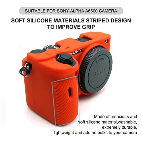 Easy Hood Camera Case for Sony A6600 ILCE-6600 in Orange | Silicone Protective Cover thumbnail 2