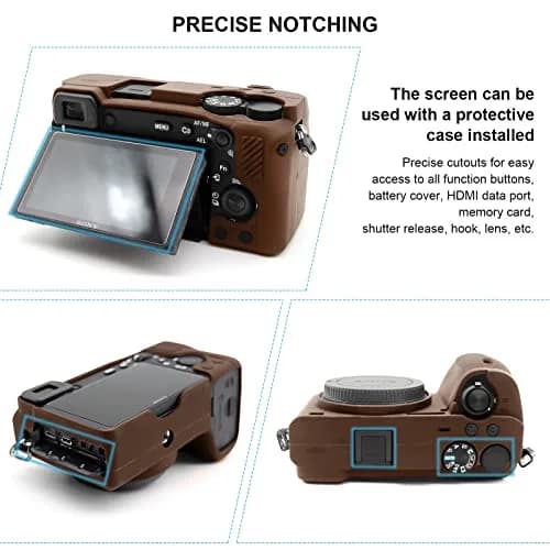 Easy Hood Camera Case for Sony A6600 ILCE-6600 | Silicone Protective Cover in Brown thumbnail 4