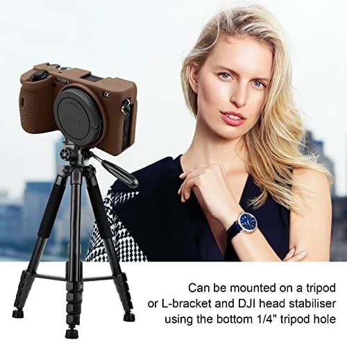 Easy Hood Camera Case for Sony A6600 ILCE-6600 | Silicone Protective Cover in Brown thumbnail 6