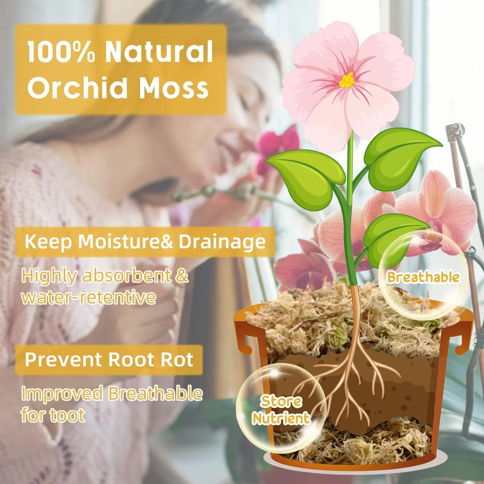 Legigo Natural Sphagnum Moss for Plants — 60 QT (1.49 kg) | Premium Long Fibers for Orchids, Succulents, Carnivorous Plants - view 3
