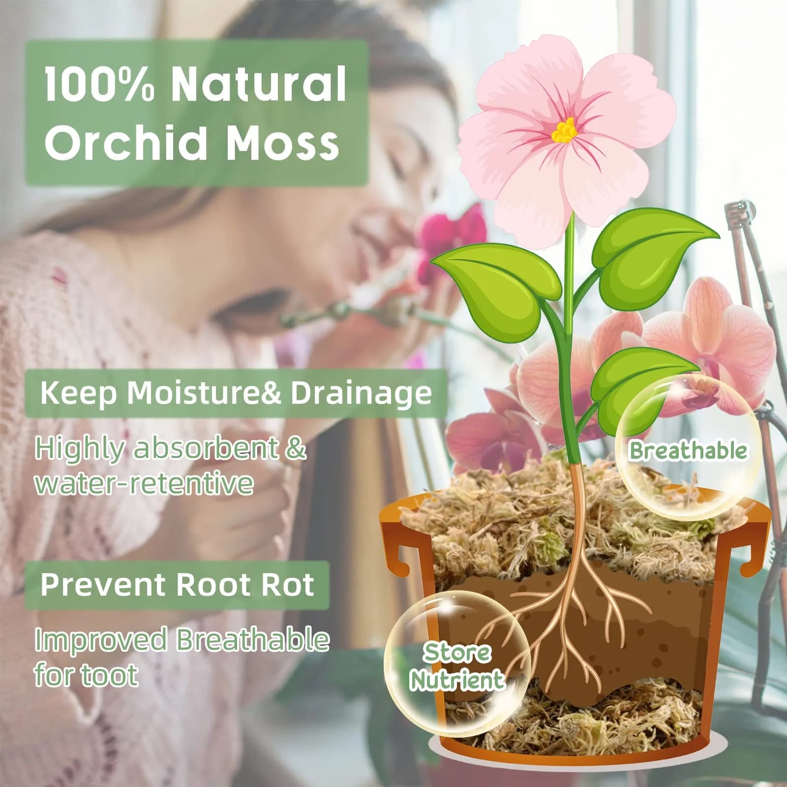 Legigo 80 QT (4.4 lb) Premium Sphagnum Moss — Natural Long Fiber Orchid & Succulent Soil - view 3