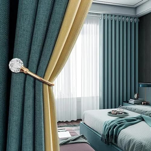 KOLAKO Crystal Ball Curtain Holdbacks 6 Pack Rose Gold Metal Heavy Duty Drapery Holders | U-Shaped Wall Mounted Hooks for Thick Drapes thumbnail 6