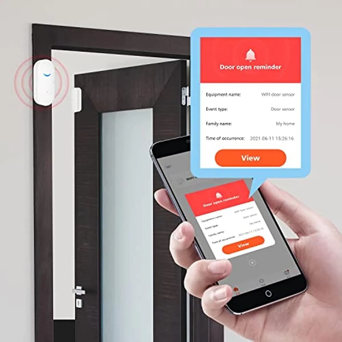 SENCKIT Smart Door/Window Sensor 4-Pack | WiFi Alarm, Wireless Alerts, Compatible with Alexa/Google Assistant — 4-Pack