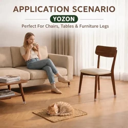 YOZON Chair Leg Floor Protectors Silicone Caps Felt Strengthen Bottom 32 Pack Clear Round Small 1.6cm (0.63" - 0.9") | Protects Floors from Scratches thumbnail 6