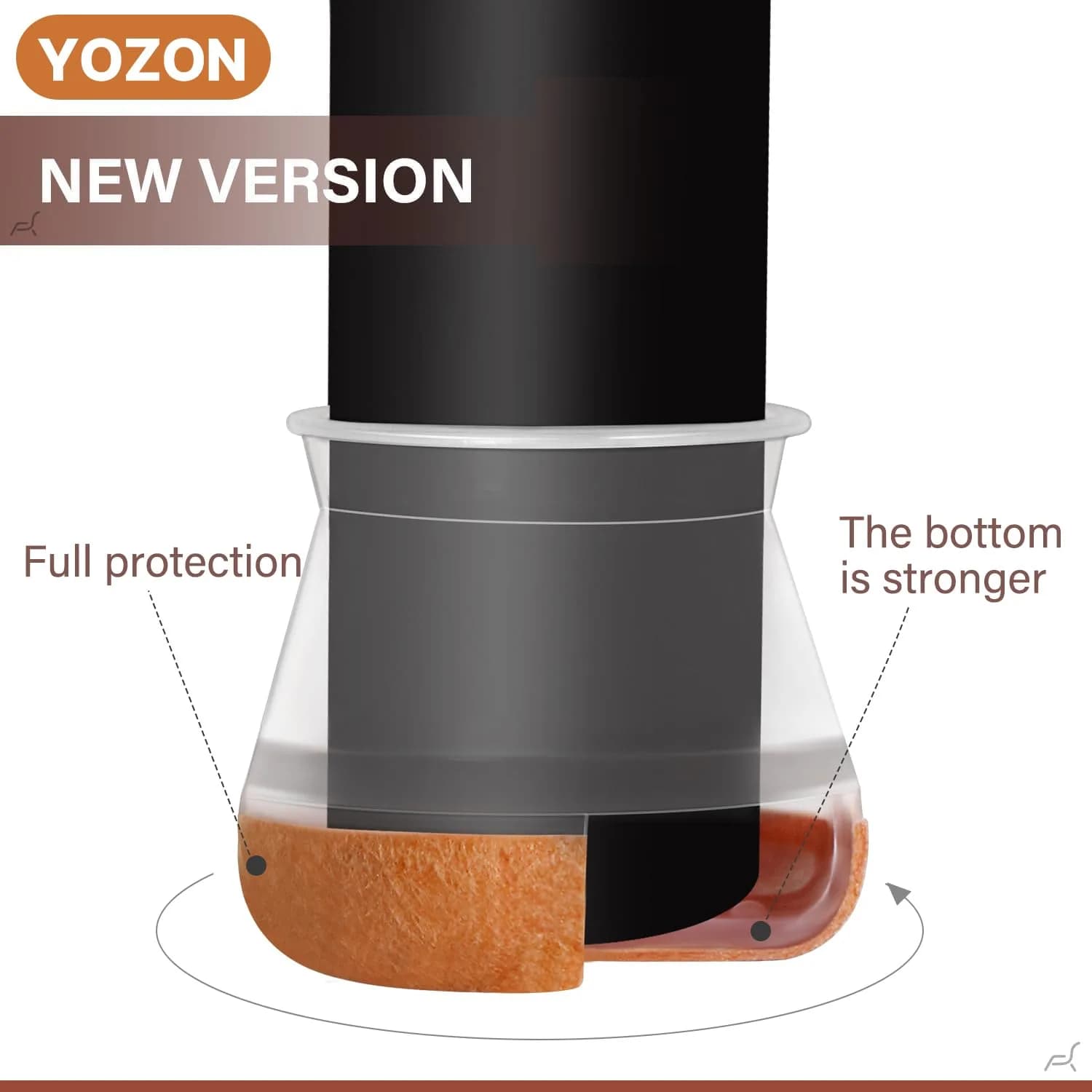 YOZON Reinforced Felt Silicone Chair Leg Floor Protectors 16-Pack Clear Large | Protects Hardwood, Tile, Laminate Floors - view 2