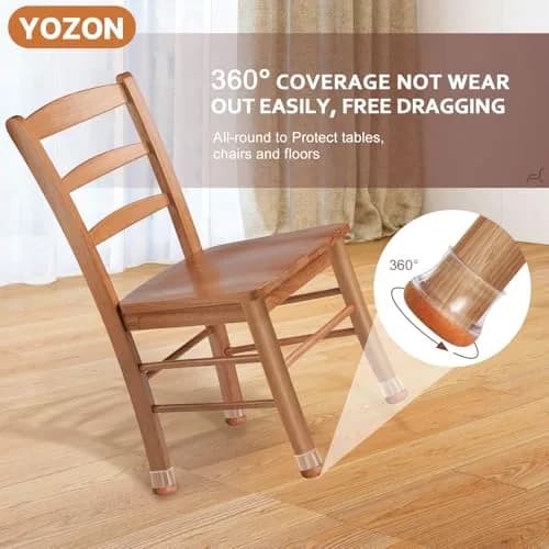 YOZON Reinforced Felt Silicone Chair Leg Floor Protectors 16-Pack Clear Large | Protects Hardwood, Tile, Laminate Floors thumbnail 3