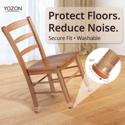 YOZON Chair Leg Floor Protectors Felt Silicone Caps 32 Pack Clear Large | Protects Floors & Reduces Noise thumbnail 3