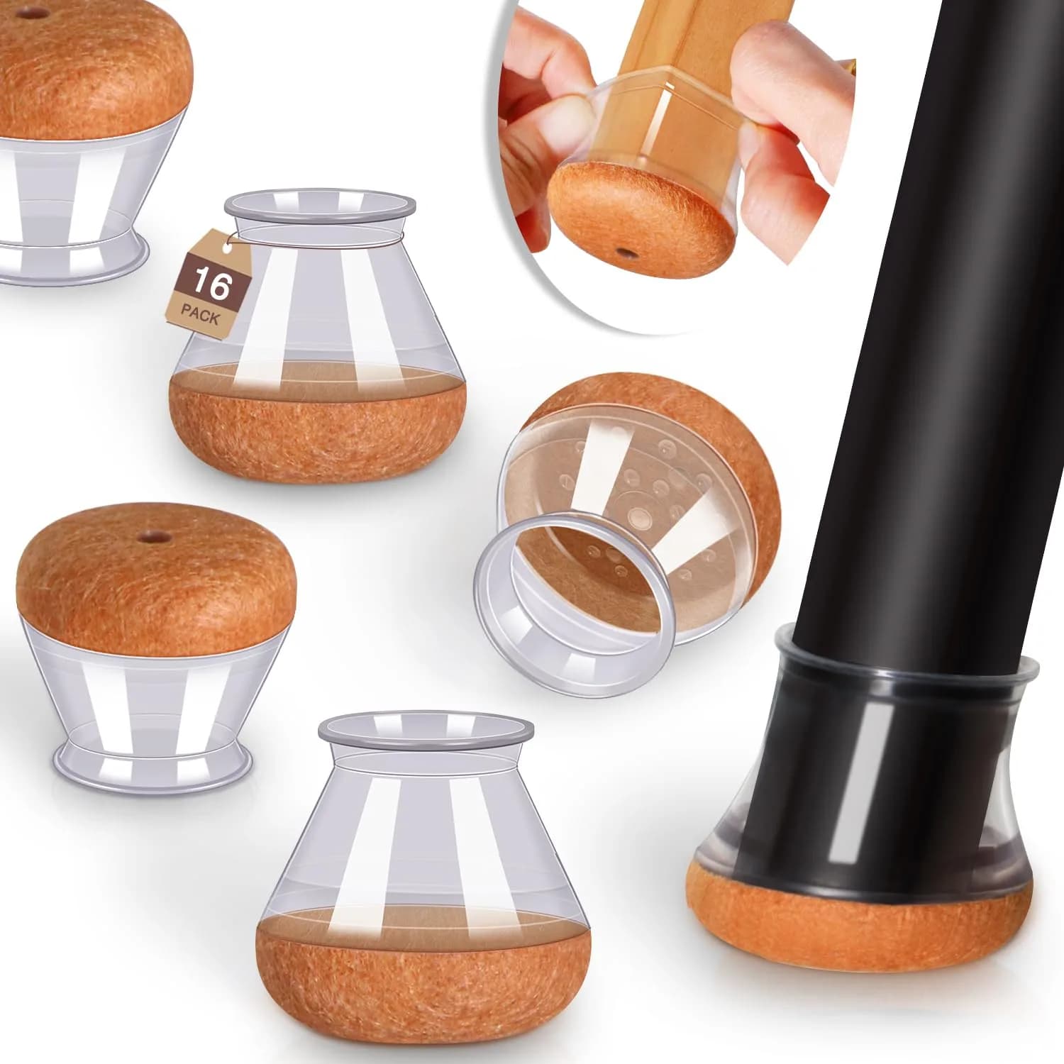 YOZON Chair Leg Floor Protectors Silicone Caps Felt Furniture Pads Covers 1.2cm (0.47in) | Protects Hardwood, Tile, Laminate Floors