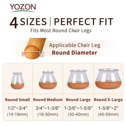 YOZON Chair Leg Floor Protectors Silicone Caps Felt Furniture Pads Covers 1.2cm (0.47in) | Protects Hardwood, Tile, Laminate Floors thumbnail 4