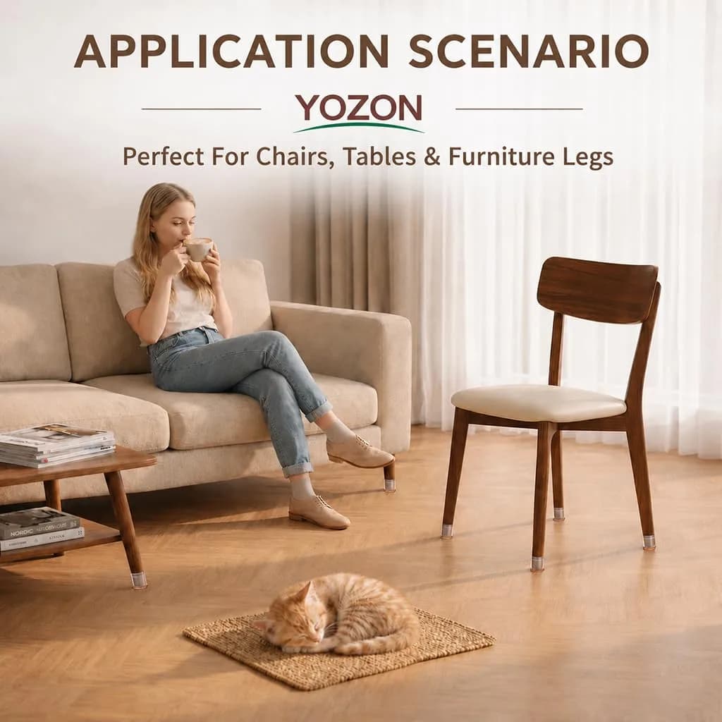 YOZON Chair Leg Floor Protectors Silicone Caps Felt Furniture Pads Covers 1.2cm (0.47in) | Protects Hardwood, Tile, Laminate Floors - view 6