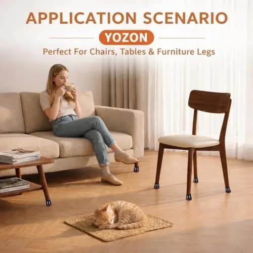 YOZON Chair Leg Floor Protectors Silicone Caps with Felt Base, 19-30mm Round Legs | Protects Floors & Reduces Noise thumbnail 6