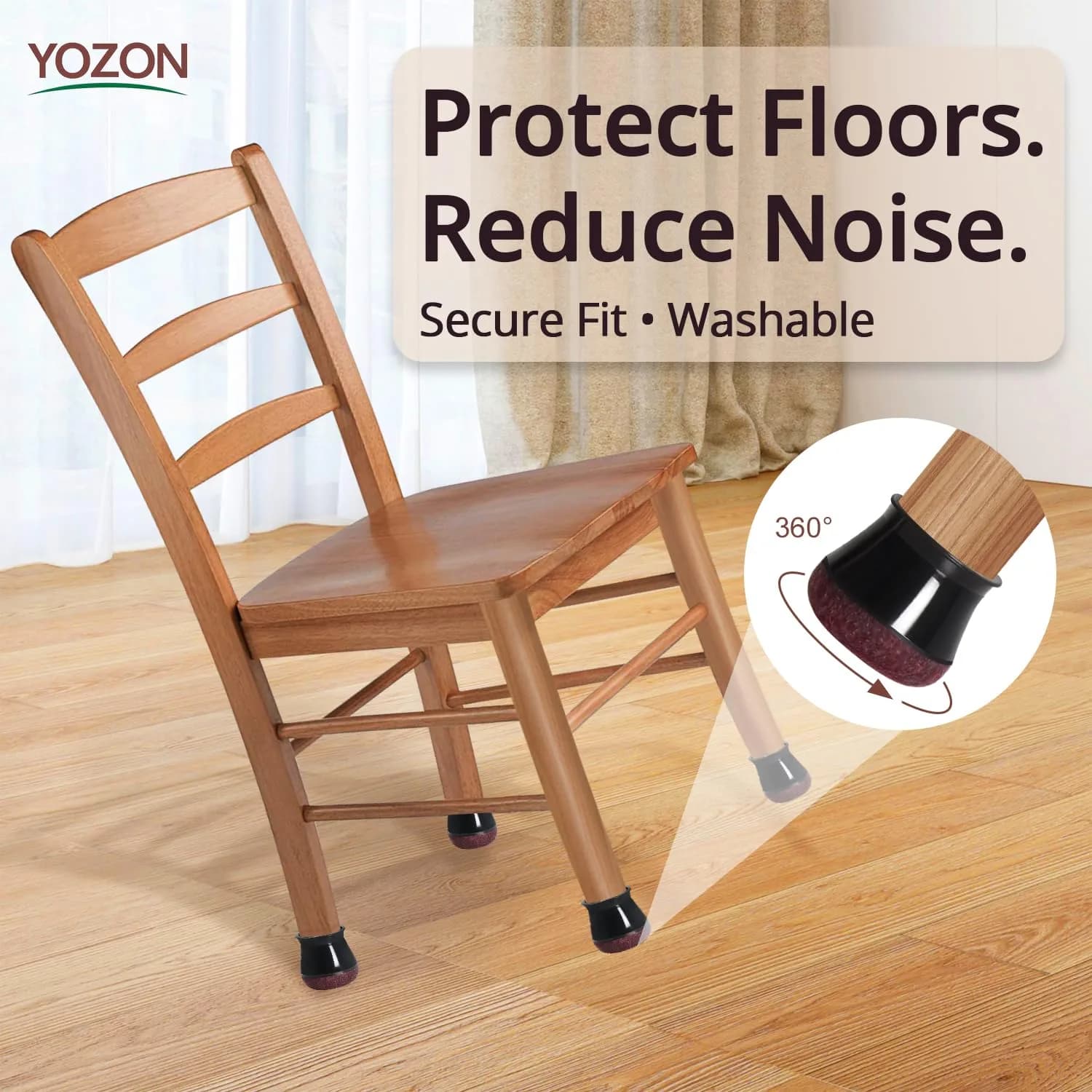 YOZON Chair Leg Floor Protectors Silicone Caps with Felt Base, 19-30mm Round Legs | Protects Floors & Reduces Noise - view 2