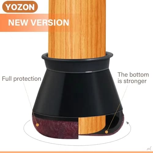YOZON Chair Leg Floor Protectors Silicone Caps with Felt Base, 19-30mm Round Legs | Protects Floors & Reduces Noise thumbnail 3