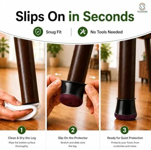 YOZON Chair Leg Floor Protectors Silicone Caps Felt Furniture Pads 32 Pack | Protects Hardwood, Tile, Laminate Floors thumbnail 4
