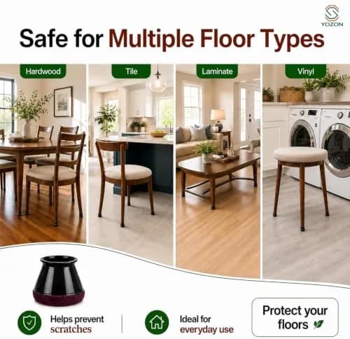 YOZON Chair Leg Floor Protectors Silicone Caps Felt Furniture Pads 32 Pack | Protects Hardwood, Tile, Laminate Floors thumbnail 5
