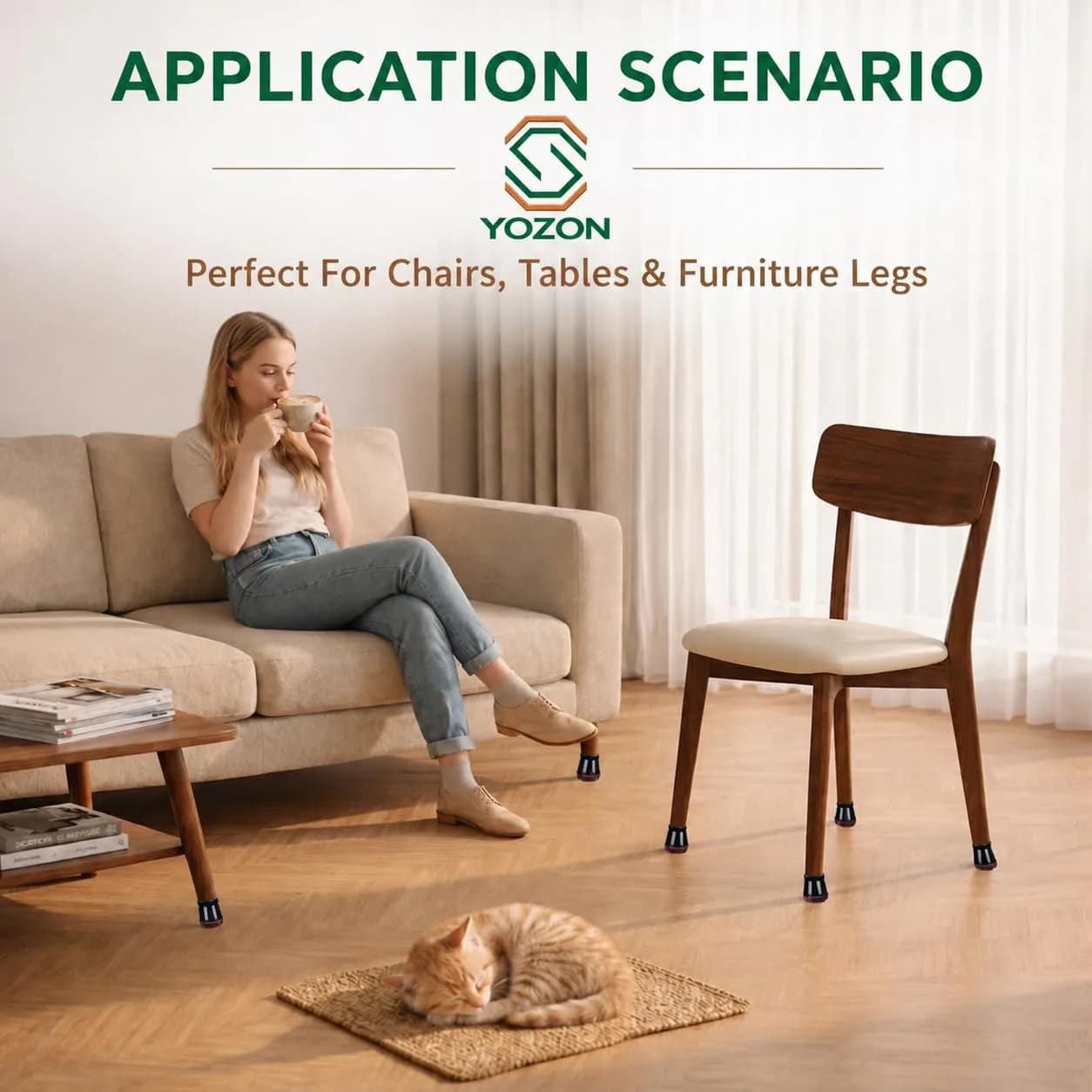 YOZON Chair Leg Floor Protectors Silicone Caps Felt Furniture Pads 32 Pack | Protects Hardwood, Tile, Laminate Floors - view 6