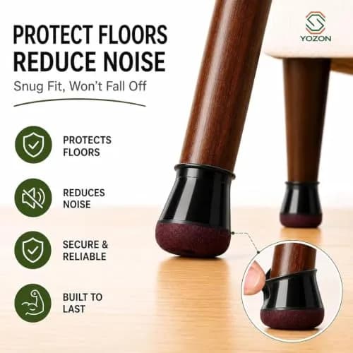 YOZON Chair Leg Floor Protectors Silicone Caps Felt Furniture Pads 32 Pack | Protects Hardwood, Tile, Laminate Floors thumbnail 2