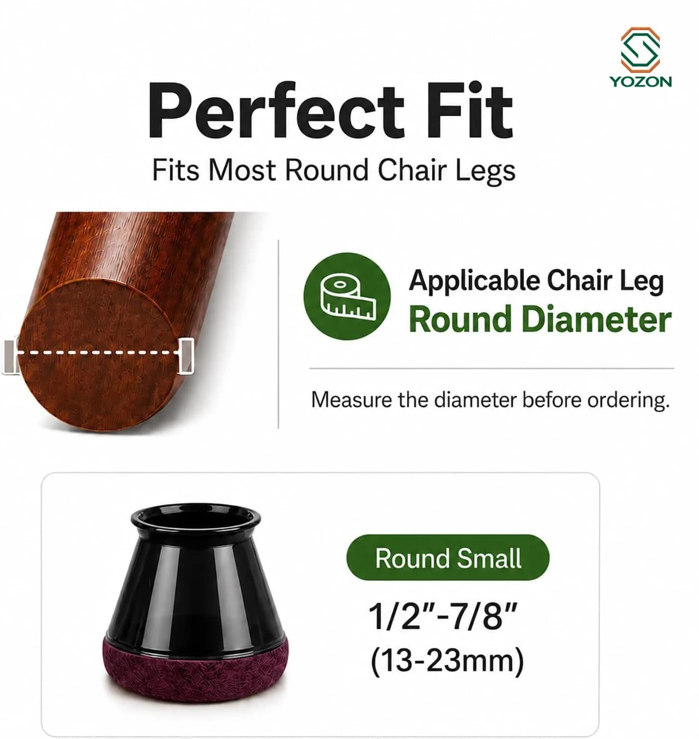 YOZON Chair Leg Floor Protectors Silicone Caps Felt Furniture Pads 32 Pack | Protects Hardwood, Tile, Laminate Floors - view 3