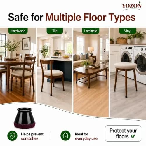 YOZON Chair Leg Floor Protectors Silicone Caps Felt Furniture Pads 16 Pack Black Round Small | Protects Floors & Reduces Noise thumbnail 5