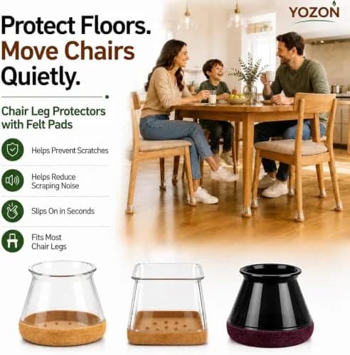 YOZON Chair Leg Floor Protectors Silicone Caps Felt Furniture Pads 16 Pack Black Round Small | Protects Floors & Reduces Noise thumbnail 6