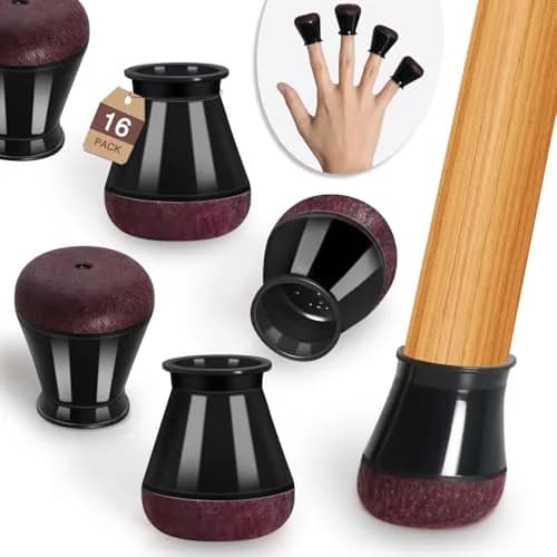 YOZON Chair Leg Floor Protectors Silicone Caps Felt Furniture Pads 16 Pack Black Round Small | Protects Floors & Reduces Noise thumbnail 1