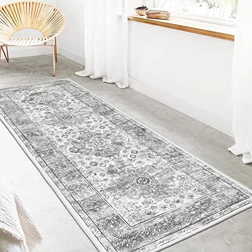 Pauwer Hallway Runner Rug 2x6 | Washable Vintage Grey Boho Style (70-120 chars) thumbnail 5