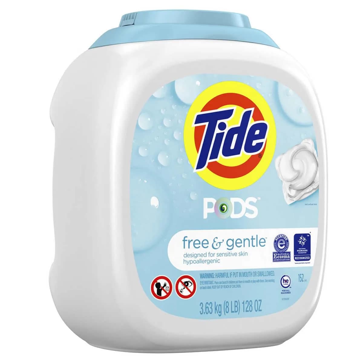 Tide Pods Free & Gentle Laundry Detergent Pacs, 152 Count | Hypoallergenic & Dye-Free Formula - main product image