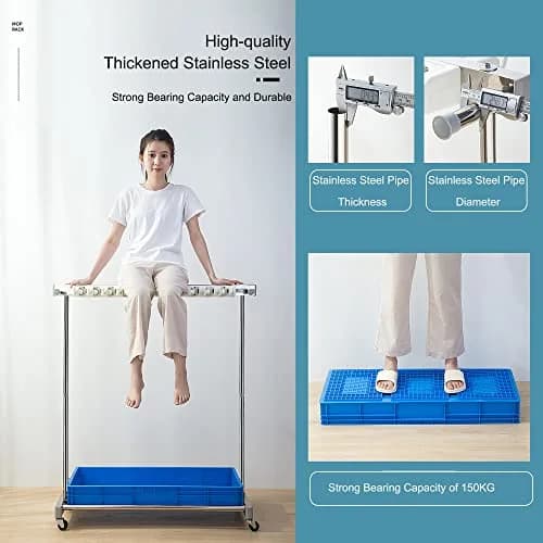 WXZX Utility Movable Commercial Rack for Mops & Brooms | Space-Saving Housekeeping Cart (67×50×122cm) thumbnail 5