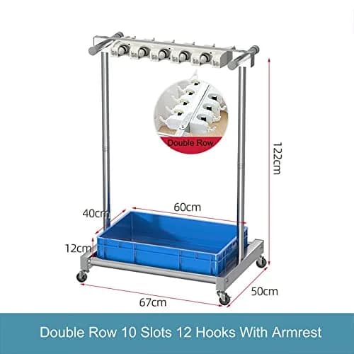 WXZX Utility Movable Commercial Rack for Mops & Brooms | Space-Saving Housekeeping Cart (67×50×122cm) thumbnail 2