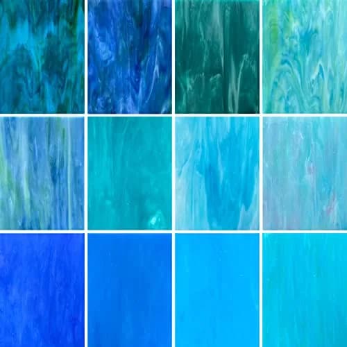 LITMIND Blue Stained Glass Sheets | 12 Sheets, 6" x 4" | Vibrant Mosaic Art Supplies thumbnail 1