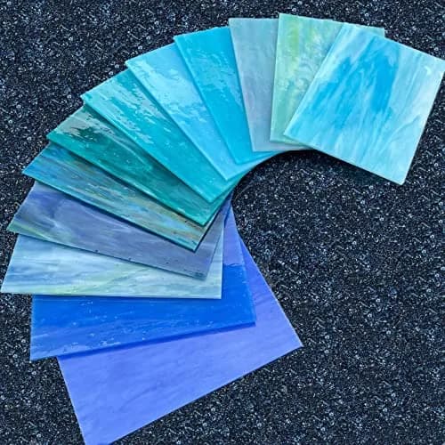 LITMIND Blue Stained Glass Sheets | 12 Sheets, 6" x 4" | Vibrant Mosaic Art Supplies thumbnail 6