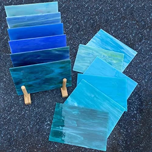 LITMIND Blue Stained Glass Sheets | 12 Sheets, 6" x 4" | Vibrant Mosaic Art Supplies thumbnail 2