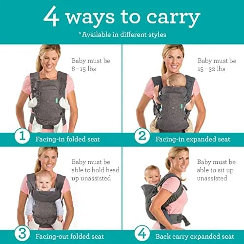 Infantino Flip 4-in-1 Baby Carrier Convertible Ergonomic, Rainbow | Adjustable, 8-32 lbs, 4 Carry Modes thumbnail 2