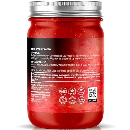 WELLNESS LABSRX Strawberry Sea Moss Gel 300ml (10 Fl Oz) | Nutrient-Rich Superfood for Wellness thumbnail 3