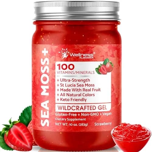 WELLNESS LABSRX Strawberry Sea Moss Gel 300ml (10 Fl Oz) | Nutrient-Rich Superfood for Wellness - main product image