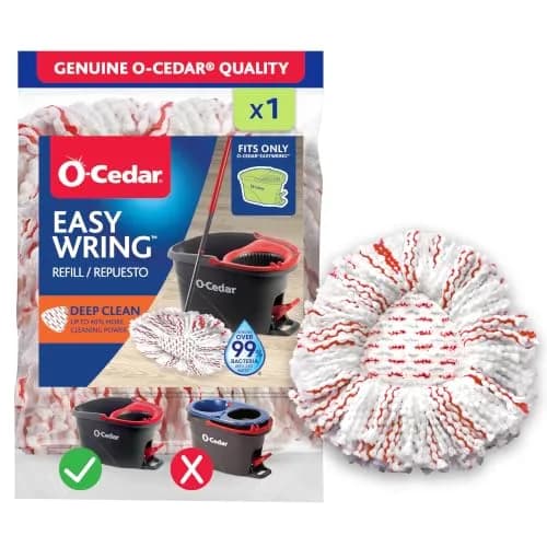 O-Cedar EasyWring Deep Clean Refill (1-Pack, White) | 40% More Cleaning Power | Microfiber Mop Refill for Spin Mop Systems thumbnail 1