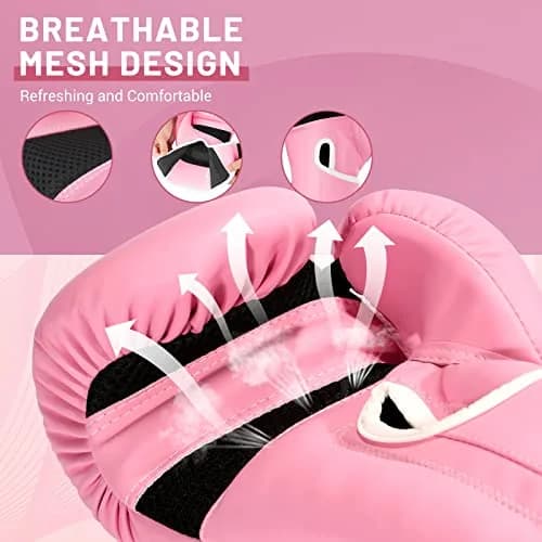 FIVING Pink Boxing Gloves for Women | 10oz MMA & Kickboxing Training (0.45kg) thumbnail 4