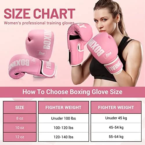FIVING Pink Boxing Gloves for Women | 10oz MMA & Kickboxing Training (0.45kg) thumbnail 5