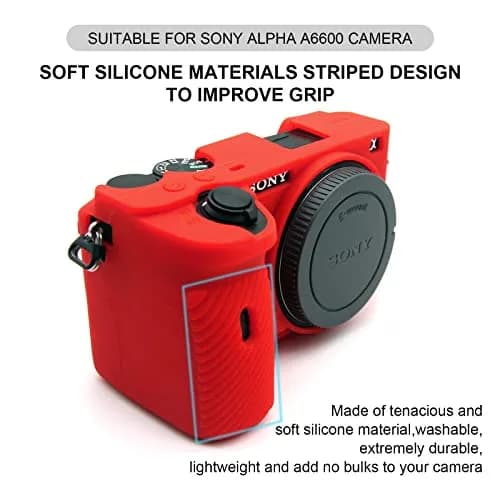 Easy Hood Red Silicone Camera Case for Sony A6600 Alpha 6600 ILCE-6600 Camera | Slim Fit, Lightweight, Protective Cover thumbnail 2