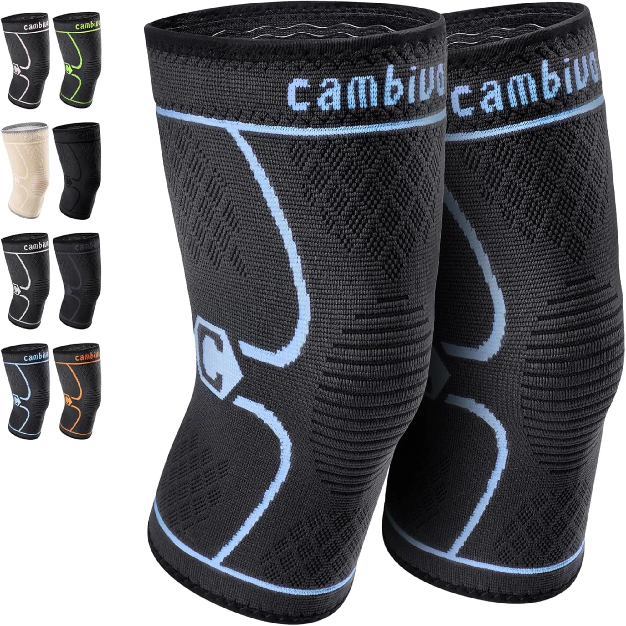CAMBIVO 2 Pack Knee Brace Compression Sleeve for Men & Women, Blue X-Large | FDA Approved Orthopedic Brace