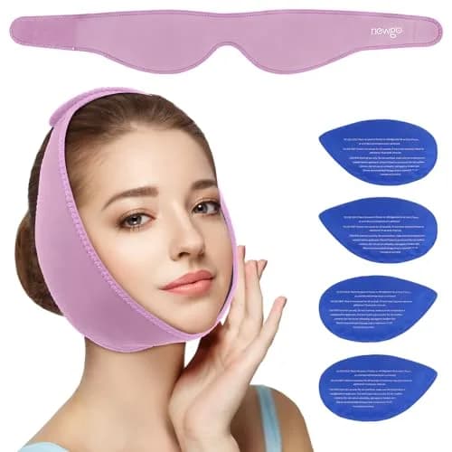 NEWGO Wisdom Teeth Ice Pack Head Wrap for Face Oral Surgery, Purple | 4 Gel Packs thumbnail 1