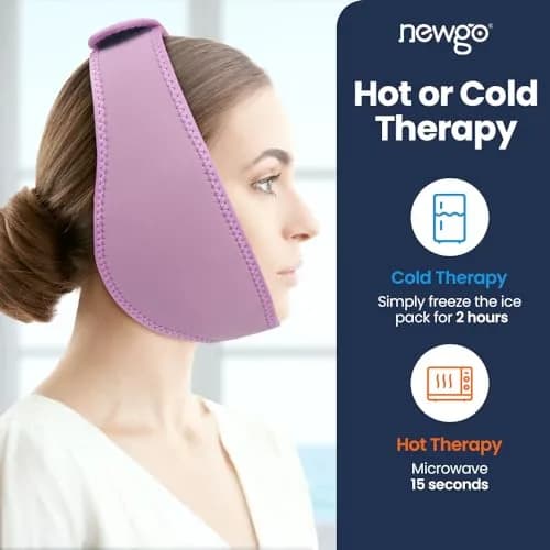 NEWGO Wisdom Teeth Ice Pack Head Wrap for Face Oral Surgery, Purple | 4 Gel Packs thumbnail 6