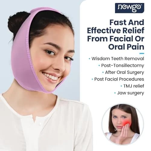 NEWGO Wisdom Teeth Ice Pack Head Wrap for Face Oral Surgery, Purple | 4 Gel Packs thumbnail 2