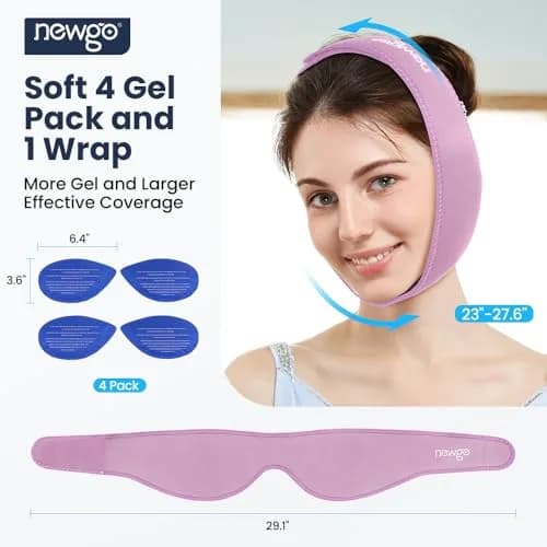 NEWGO Wisdom Teeth Ice Pack Head Wrap for Face Oral Surgery, Purple | 4 Gel Packs thumbnail 3