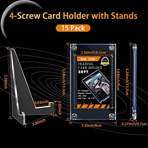 Jetec Baseball Card Holder with Acrylic Display Stands (30 Pcs) | Clear, Protective, Compact thumbnail 2