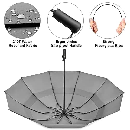 G4Free 62 Inch Large Golf Umbrella Windproof Reverse Travel Umbrella with Double Canopy and Auto Open Close (Grey) | 157.5 cm Arc thumbnail 5