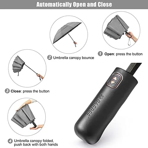 G4Free 62 Inch Large Golf Umbrella Windproof Reverse Travel Umbrella with Double Canopy and Auto Open Close (Grey) | 157.5 cm Arc thumbnail 7