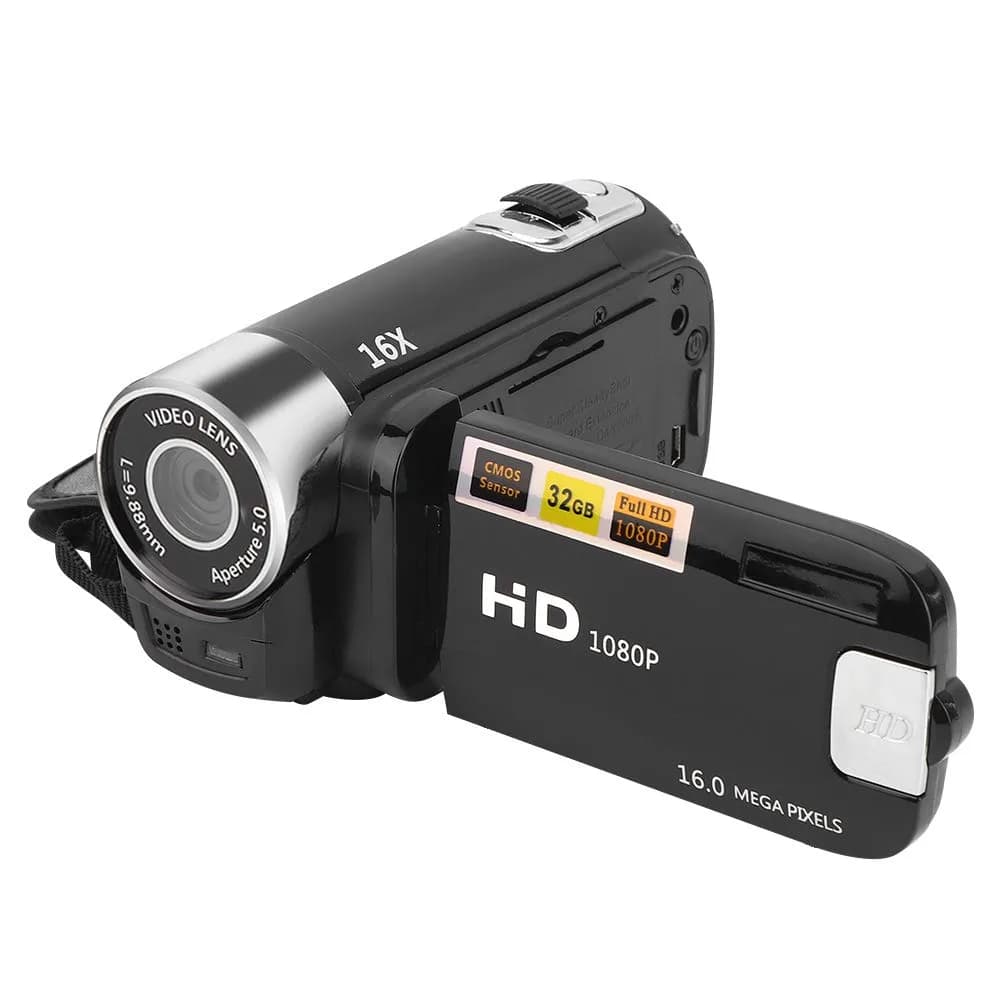 Focket Digital Camcorder 16X Zoom | Compact Video Camera for Teens & Beginners — Black