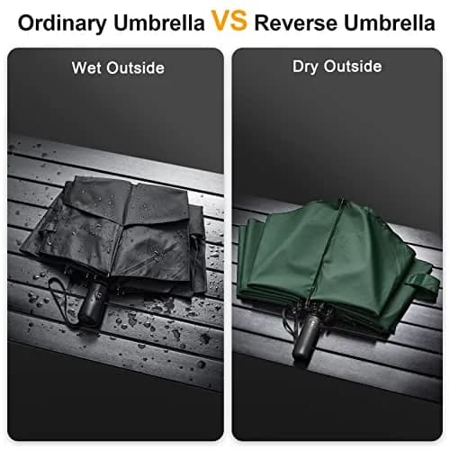G4Free 62 Inch Large Golf Umbrella Windproof Reverse Travel Umbrella with Double Canopy & Auto Open Close (Dark Green) thumbnail 4